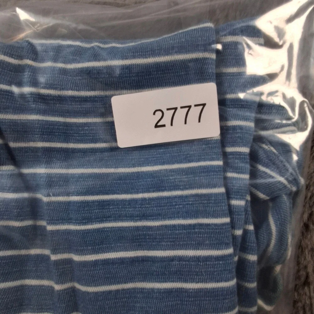 Johnnie-O Mens Blue White Striped Short Sleeve V-Neck Pocket Polo Shirt Size M - Picture 7 of 7